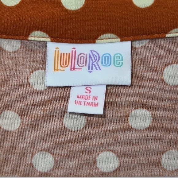 Lularoe women’s orange polka dot Fall Autumn button down shirt top size Small - Picture 4 of 5